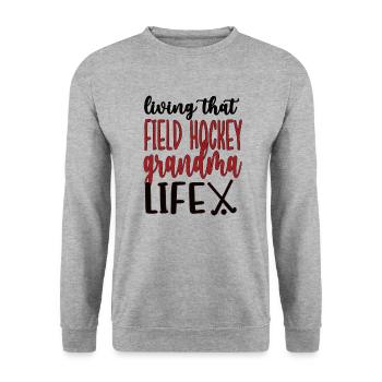 Fière hockey sur gazon Grand-mère Joueuse de hockey sur gazon Grand-mère - Sweat-shirt Unisexe - gris chiné - Devant - Alina (178cm) & Michal (187cm)