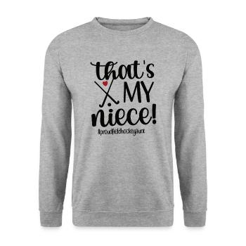 Stolze Feldhockey-Tante Feldhockeyspieler Tante - Unisex Pullover - Weißgrau meliert - Vorne - Alina (178cm) & Michal (187cm)