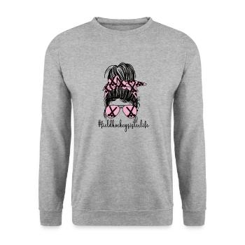 Field Hockey Sister Field Hockey Player Sister - Unisex Sweatshirt - salt & pepper - Front - Alina (178cm) & Michal (187cm)