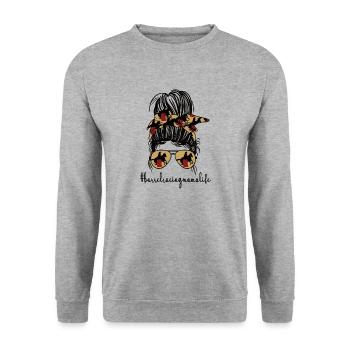 Barrel Racing Mère Cadeau Barrel Racing Mama - Sweat-shirt Unisexe - gris chiné - Devant - Alina (178cm) & Michal (187cm)