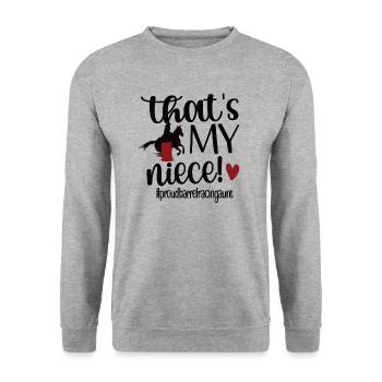 Best Barrel Racing Aunt Barrel Racer Aunt Gift - Unisex Sweatshirt - salt & pepper - Front - Alina (178cm) & Michal (187cm)
