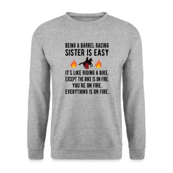 Barrel Racing Sister Meilleure sœur Barrel Racing - Sweat-shirt Unisexe - gris chiné - Devant - Alina (178cm) & Michal (187cm)