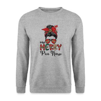 Infirmière de l’USIP Noël Infirmières en soins intensifs pédiatriques Noël Noël - Sweat-shirt Unisexe - gris chiné - Devant - Alina (178cm) & Michal (187cm)