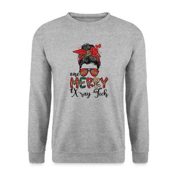 X Ray Technologist Christmas Radiology Tech Xmas - Unisex Pullover - Weißgrau meliert - Vorne - Alina (178cm) & Michal (187cm)