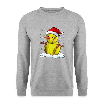 Softball Christmas Softball Player Xmas Party Gift - Unisex Pullover - Weißgrau meliert - Vorne - Alina (178cm) & Michal (187cm)