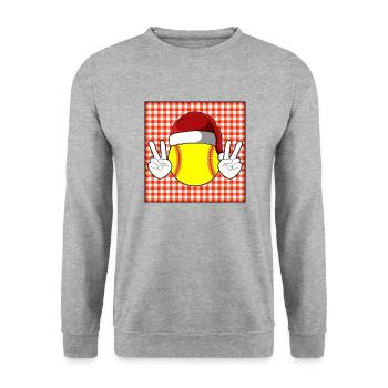 Softball Xmas Softball Player Christmas Gift - Unisex Pullover - Weißgrau meliert - Vorne - Alina (178cm) & Michal (187cm)
