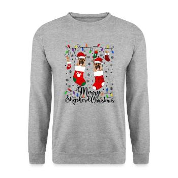 German Shepherd Christmas German Shepherd Xmas - Unisex Sweatshirt - salt & pepper - Front - Alina (178cm) & Michal (187cm)