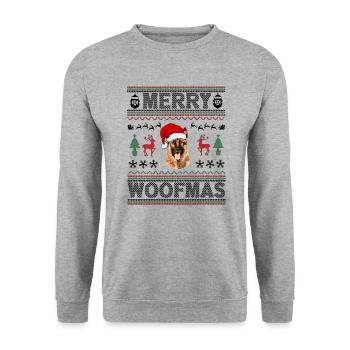 German Shepherd Ugly Christmas German Shepherd - Unisex Sweatshirt - salt & pepper - Front - Alina (178cm) & Michal (187cm)