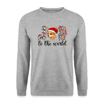 Chihuahua Christmas Party Chihuahua Xmas Gifts - Unisex Pullover - Weißgrau meliert - Vorne - Alina (178cm) & Michal (187cm)