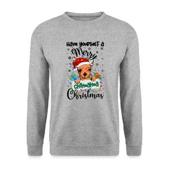 Chihuahua Christmas Party Chihuahua Xmas Gifts - Unisex Pullover - Weißgrau meliert - Vorne - Alina (178cm) & Michal (187cm)