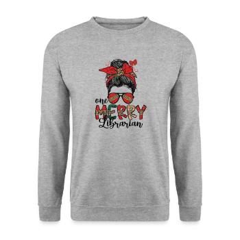School Librarian Christmas Library Worker Xmas - Unisex Sweatshirt - salt & pepper - Front - Alina (178cm) & Michal (187cm)