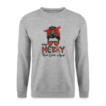Agent immobilier Noël Immobilier Cadeaux de Noël - Sweat-shirt Unisexe - gris chiné - Devant - Alina (178cm) & Michal (187cm)