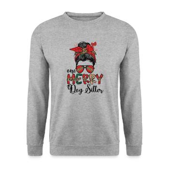 Dog Sitter Christmas Dog Sitting Xmas Gifts - Unisex Pullover - Weißgrau meliert - Vorne - Alina (178cm) & Michal (187cm)