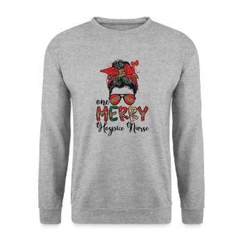 Hospice Nurse Christmas Hospice Nursing Xmas Gifts - Unisex Sweatshirt - salt & pepper - Front - Alina (178cm) & Michal (187cm)
