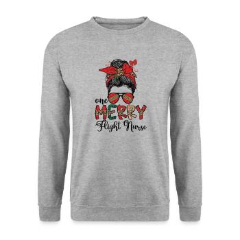 Flight Nurse Christmas RN Flight Nursing Xmas Gift - Unisex Pullover - Weißgrau meliert - Vorne - Alina (178cm) & Michal (187cm)