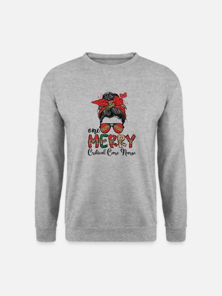 Critical Care Nurse Christmas Critical Care Xmas - Unisex Pullover - Weißgrau meliert