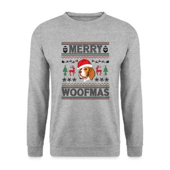 Beagle Ugly Christmas Beagle Dog Xmas Party - Unisex Pullover - Weißgrau meliert - Vorne - Alina (178cm) & Michal (187cm)