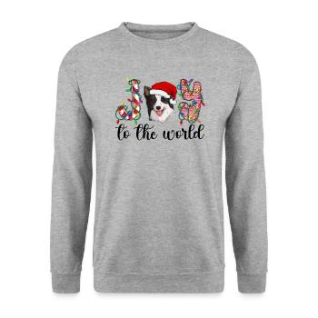 Border Collie Noël Border Collie Cadeaux de Noël - Sweat-shirt Unisexe - gris chiné - Devant - Alina (178cm) & Michal (187cm)