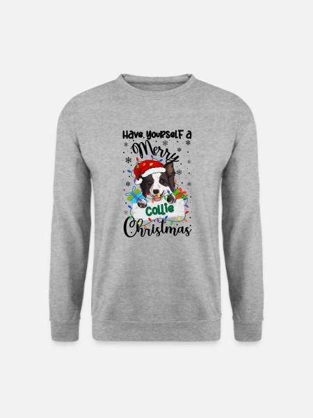 Border Collie Noël Border Collie Cadeaux de Noël - Sweat-shirt Unisexe - gris chiné