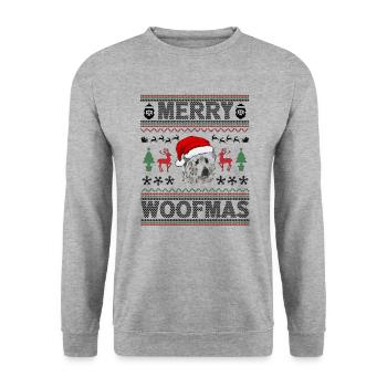 Great Pyrenees Weihnacht Goldener Hunde Geschenk - Unisex Pullover - Weißgrau meliert - Vorne - Alina (178cm) & Michal (187cm)