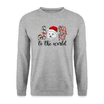 Westie Christmas Golden Dog Gift - Unisex Sweatshirt - salt & pepper - Front - Alina (178cm) & Michal (187cm)