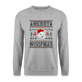 Westie Christmas Golden Dog Gift - Unisex Sweatshirt - salt & pepper - Front - Alina (178cm) & Michal (187cm)
