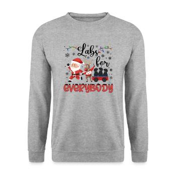 Cadeau de chien d’or de Noël Labrador - Sweat-shirt Unisexe - gris chiné - Devant - Alina (178cm) & Michal (187cm)