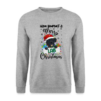 Cadeau de chien d’or de Noël Labrador - Sweat-shirt Unisexe - gris chiné - Devant - Alina (178cm) & Michal (187cm)