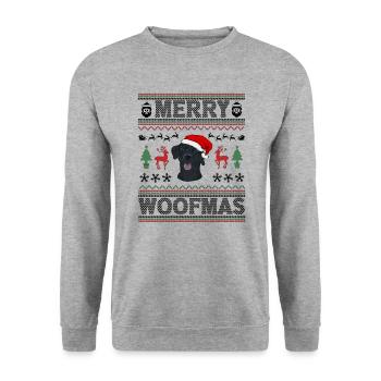 Cadeau de chien d’or de Noël Labrador - Sweat-shirt Unisexe - gris chiné - Devant - Alina (178cm) & Michal (187cm)