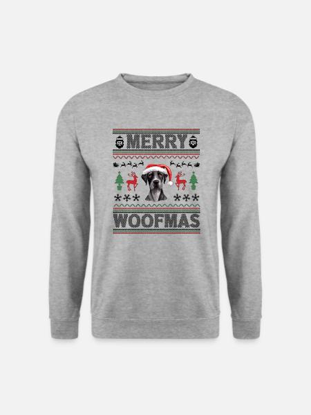 Great Dane Ugly Christmas Great Dane Xmas Gifts - Unisex Pullover - Weißgrau meliert
