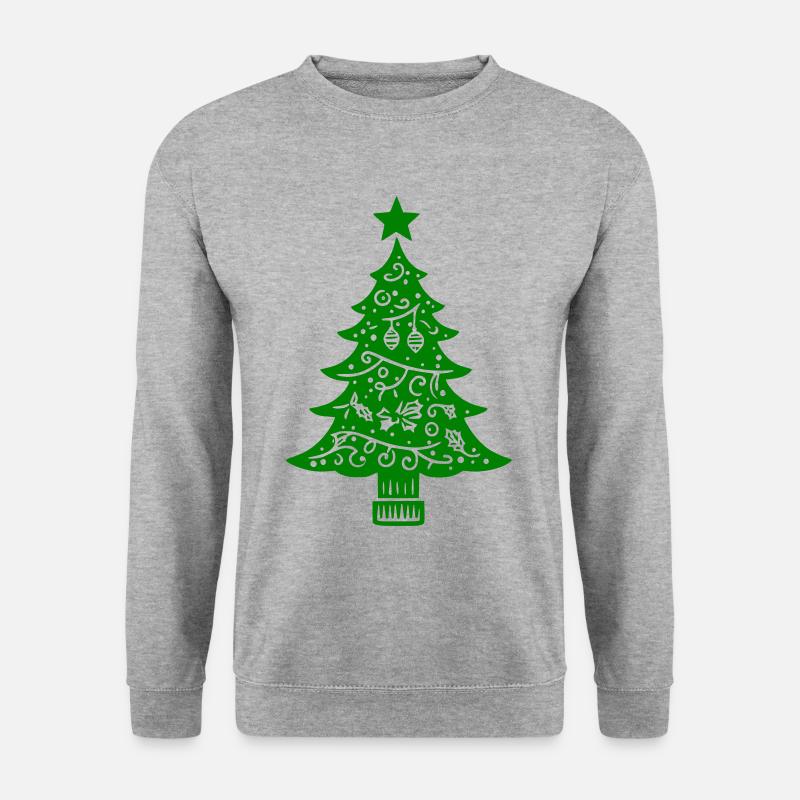 Geschmückter Weihnachtsbaum - Unisex Pullover - Weißgrau meliert
