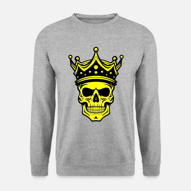 Totenkopf König Krone - Unisex Pullover - Weißgrau meliert
