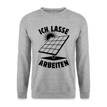 Ich lasse arbeiten - Photovoltaik - Solarenergie - Unisex Pullover - Weißgrau meliert - Vorne - Alina (178cm) & Michal (187cm)