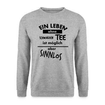 Schwarzer Tee Teetrinker Teeliebhaber - Unisex Pullover - Weißgrau meliert - Vorne - Alina (178cm) & Michal (187cm)