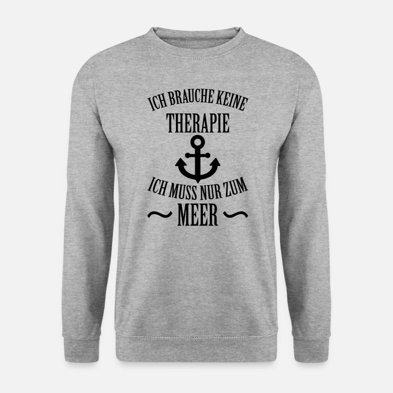 Meer Schiff Anker See Norddeutsch Spruch Geschenk - Unisex Pullover - Weißgrau meliert