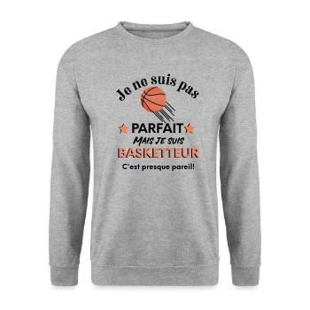 t-shirt humour basket - BASKETTEUR - Sweat-shirt Unisexe - gris chiné - Devant - Alina (178cm) & Michal (187cm)