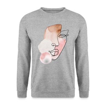 female portrait illustration with watercolors - Unisex Sweatshirt - salt & pepper - Front - Alina (178cm) & Michal (187cm)