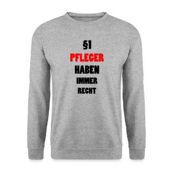 Pfleger Pflege Lustiger Spruch Krank Geschenk - Unisex Pullover - Weißgrau meliert - Vorne - Alina (178cm) & Michal (187cm)