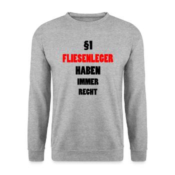 Fliesenleger Bodenleger Lustiger Spruch Geschenk - Unisex Pullover - Weißgrau meliert - Vorne - Alina (178cm) & Michal (187cm)