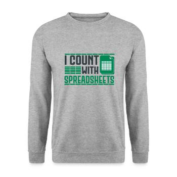 Funny Spreadsheet Accountant - Sweat-shirt Unisexe - gris chiné - Devant - Alina (178cm) & Michal (187cm)