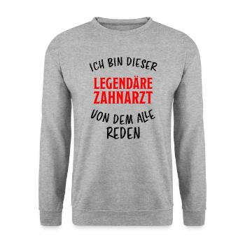 Zahnarzt Lustiger Spruch Zahnärzte Beruf Geschenk - Unisex Pullover - Weißgrau meliert - Vorne - Alina (178cm) & Michal (187cm)
