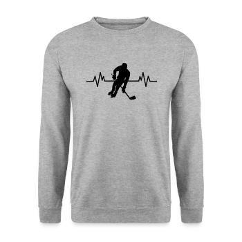 Ice Hockey Heartbeat Fun Ice Hockey Player Gift - Unisex Sweatshirt - salt & pepper - Front - Alina (178cm) & Michal (187cm)