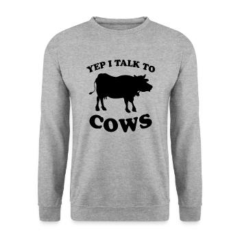 Cows Funny Saying Cow Calf Farmer Gift - Unisex Sweatshirt - salt & pepper - Front - Alina (178cm) & Michal (187cm)