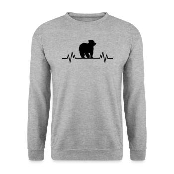 Bear Heartbeat Nature Environmental Protection Bear Gift - Unisex Sweatshirt - salt & pepper - Front - Alina (178cm) & Michal (187cm)
