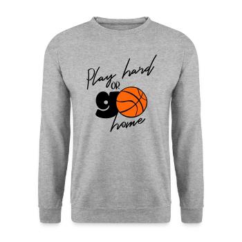 BASKETBALL PLAY HARD SLAM DUNK TEAM GO HOME MOTIFS - Unisex Sweatshirt - salt & pepper - Front - Alina (178cm) & Michal (187cm)