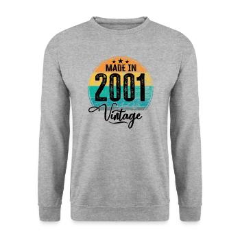 Millésime Fabriqué en 2001 Année de naissance 2001 Anniversaire - Sweat-shirt Unisexe - gris chiné - Devant - Alina (178cm) & Michal (187cm)