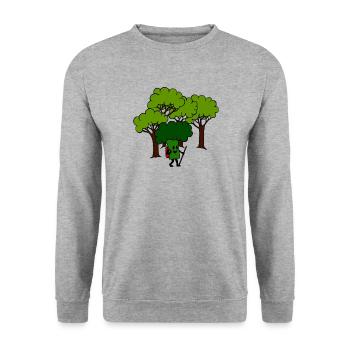 Wandernder Brokkoli Wanderung im Wald - Unisex Pullover - Weißgrau meliert - Vorne - Alina (178cm) & Michal (187cm)