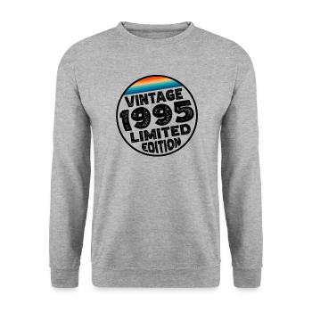 Vintage 1995 Birthday Gift Birthday Party - Unisex Sweatshirt - salt & pepper - Front - Alina (178cm) & Michal (187cm)