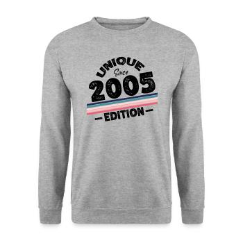Unique depuis 2005 Edition Anniversaire Millésime 2005 - Sweat-shirt Unisexe - gris chiné - Devant - Alina (178cm) & Michal (187cm)