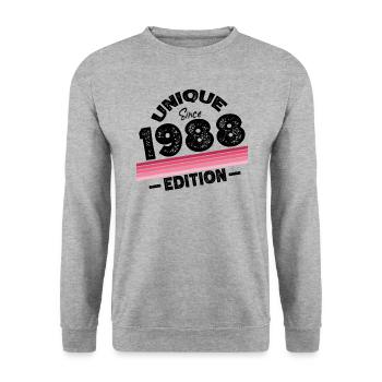 Unique Since 1988 Edition Birthday Vintage 1988 - Unisex Sweatshirt - salt & pepper - Front - Alina (178cm) & Michal (187cm)